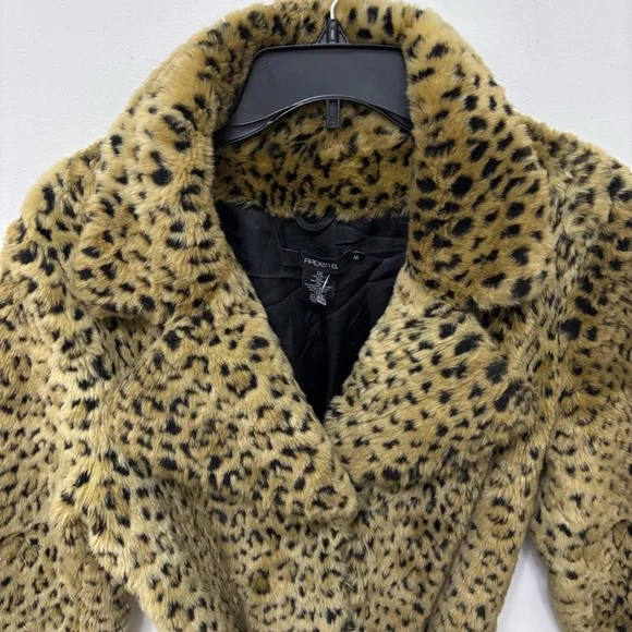 Y2K 90s Faux Fur Leopard Coat Arden B Belted Womens Medium - Picture 2 of 11